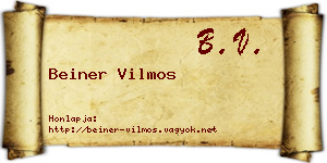 Beiner Vilmos névjegykártya